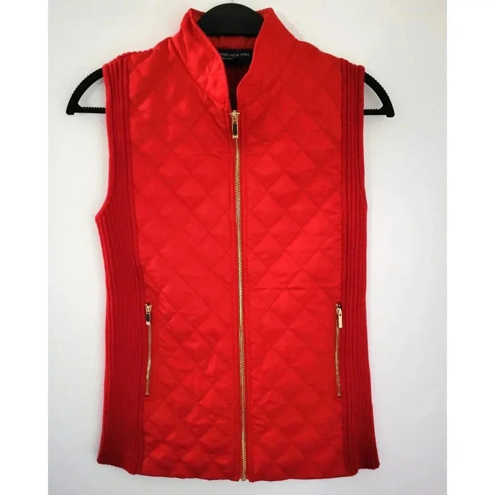 Jones New York Signature Red Puffer Vest